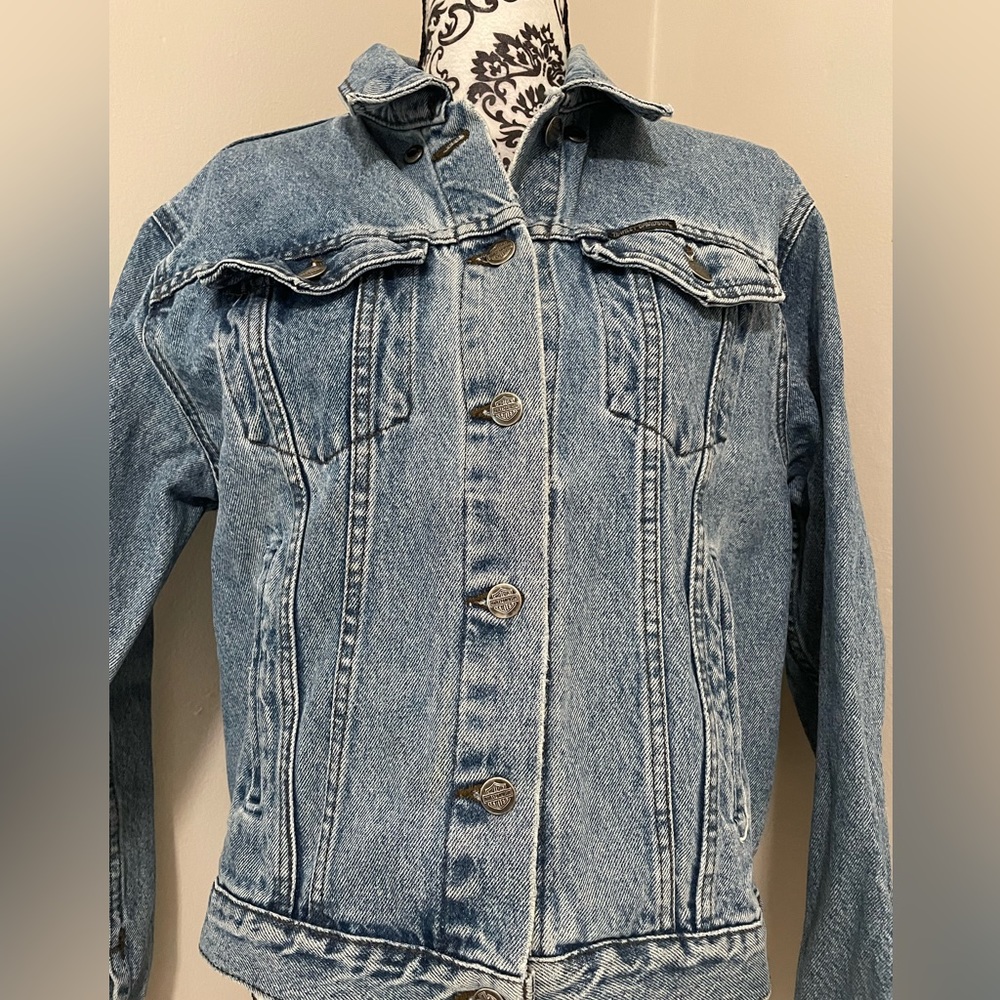 Genuine Harley-Davidson Womens Light Wash  Cotton Jean Jacket size L. - Picture 10 of 13